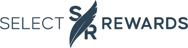 Logo for Select Rewards featuring the text "SELECT REWARDS" and an emblematic design.